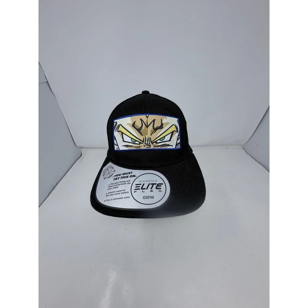 Bioworld Dragon Ball Z Snapback Hat OSFM Black Majin Vegeta Elite Flex Cap